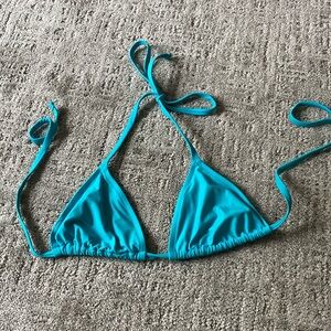 Blue aerie triangle bikini tie top